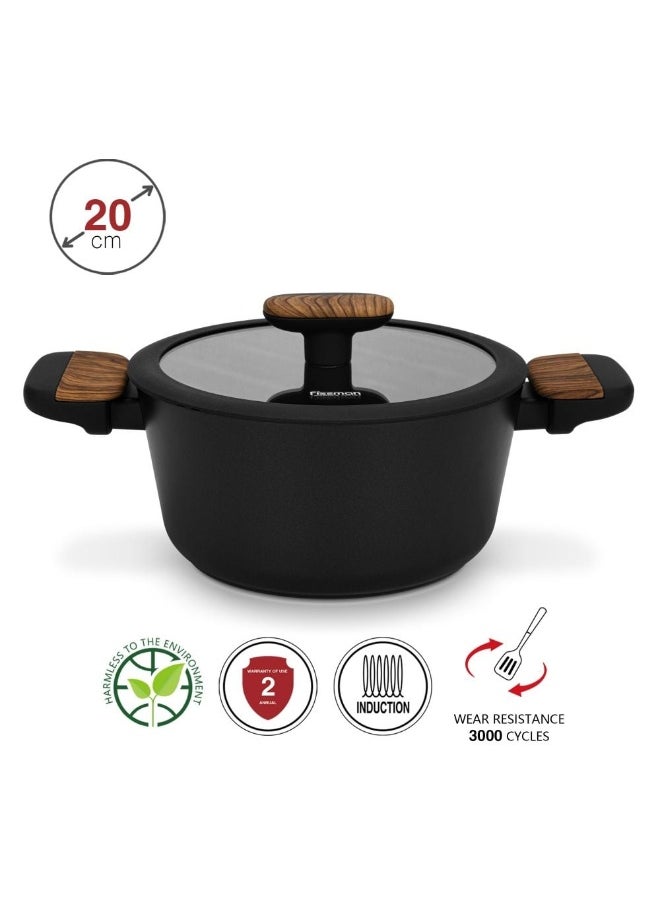 Fissman Stockpot Feorella 20X10Cm/2.67 Ltr With Glass Lid With Induction Bottom (Aluminium With Non-Stick Coating)