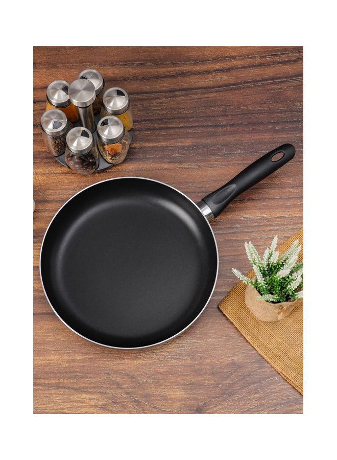 Aluminum Fry Pan Strong Aluminum Body With Non-Stick Coating And Bakelite Handle Heat Resistant Exterior, Compatible With Hot Plate, Halogen, Ceramic And Gas Stovetops Black 32cm