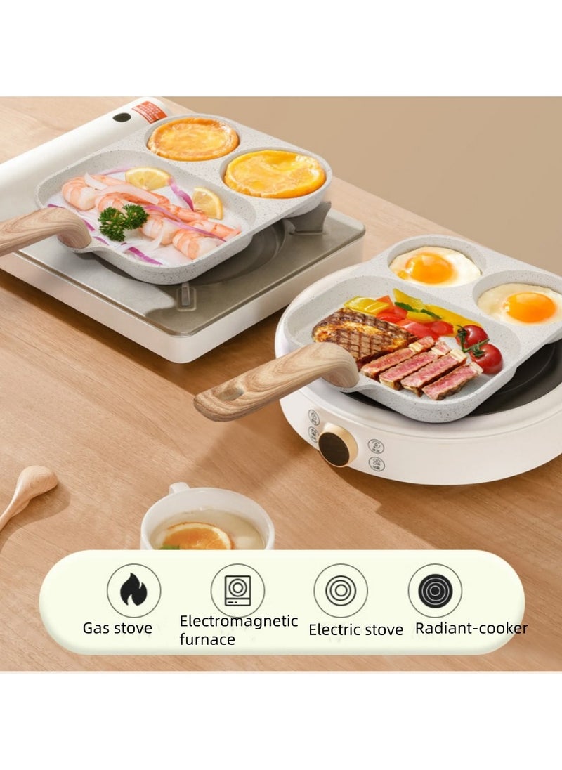 Detachable Flat-Bottomed Pan, Non-Stick Stove Baking Tray, Three-In-One Breakfast Pan, Egg Frying Pan, Steak Frying Pan With Detachable Handle, Suitable For Gas Stoves, Induction Cookers, Etc.