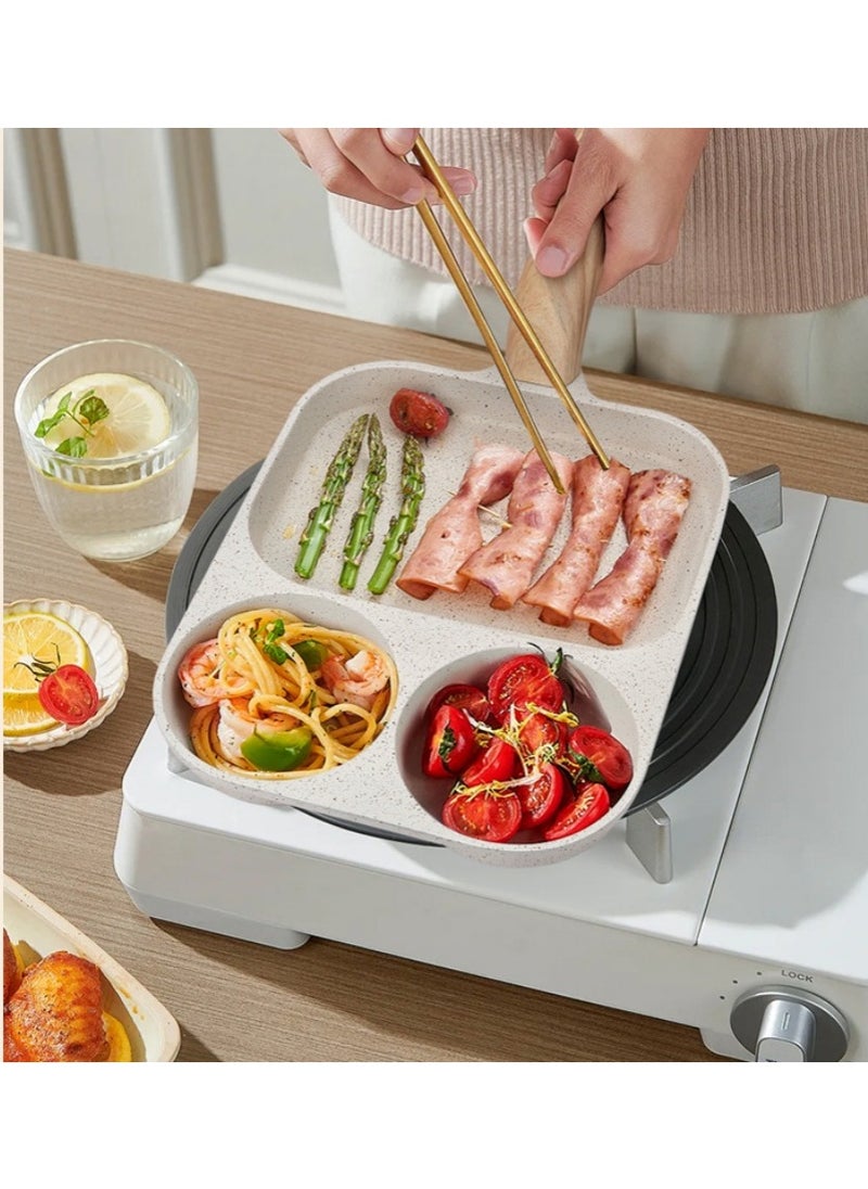 Detachable Flat-Bottomed Pan, Non-Stick Stove Baking Tray, Three-In-One Breakfast Pan, Egg Frying Pan, Steak Frying Pan With Detachable Handle, Suitable For Gas Stoves, Induction Cookers, Etc.