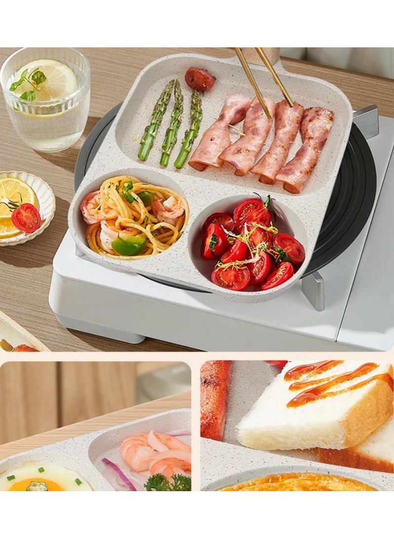 Detachable Flat-Bottomed Pan, Non-Stick Stove Baking Tray, Three-In-One Breakfast Pan, Egg Frying Pan, Steak Frying Pan With Detachable Handle, Suitable For Gas Stoves, Induction Cookers, Etc.