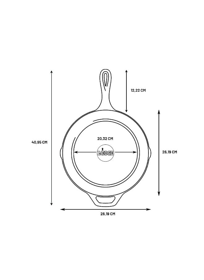 Cast Iron Skillet Pre-Seasoned Skillet Frying Pan  Black  10.25 Inch  Round  Cast Iron L8Sk3