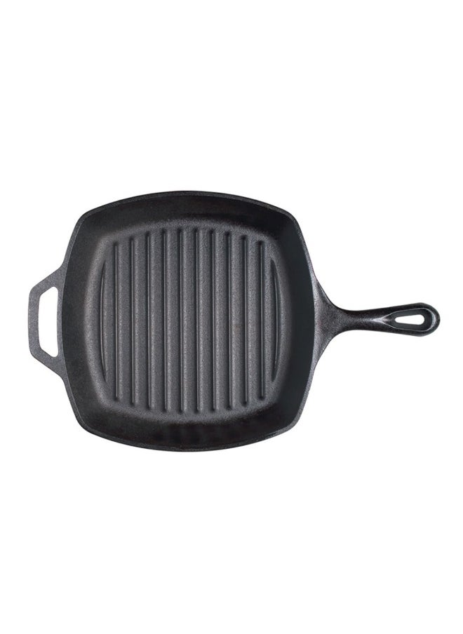 Pre-Seasoned Cast Iron Grill Pan With Assist Handle  10.5 Inch  Black