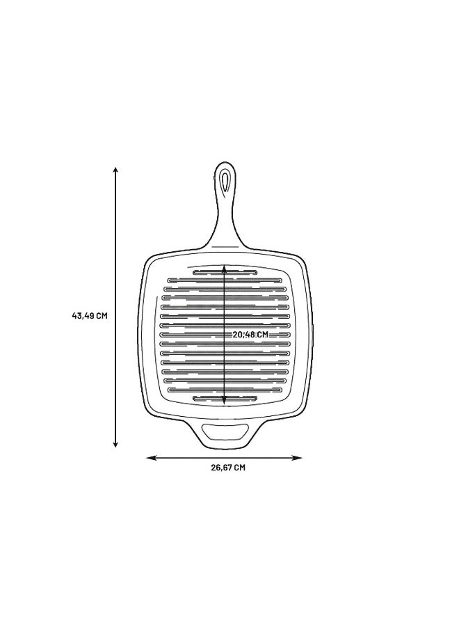 Pre-Seasoned Cast Iron Grill Pan With Assist Handle  10.5 Inch  Black