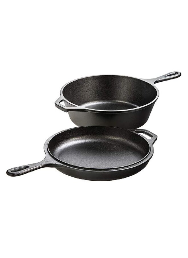 Lcc3 Pre-Seasoned Combo Cooker  Black  W 27.4 X H 10.2 L 38.9 Cm  3 Litre   3.2 Quart  Cast Iron