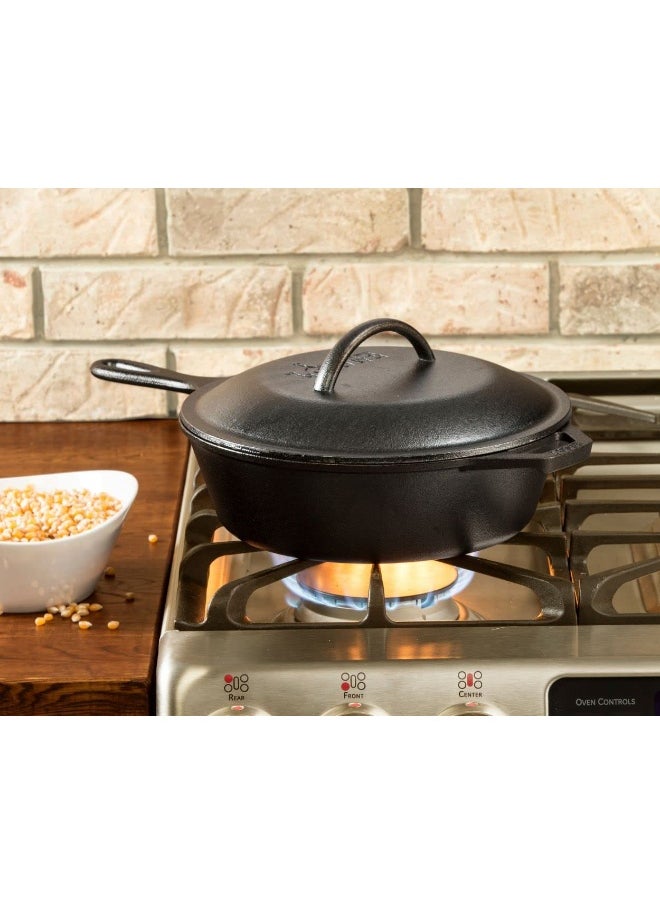 Lcc3 Pre-Seasoned Combo Cooker  Black  W 27.4 X H 10.2 L 38.9 Cm  3 Litre   3.2 Quart  Cast Iron