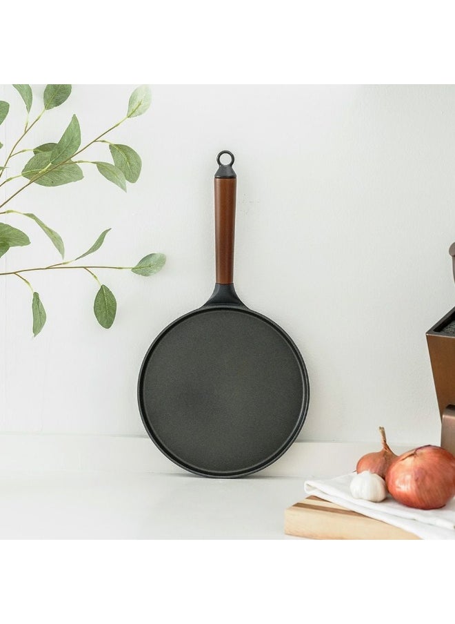 Chef'S Delight Light Cast Iron Crepe Pan Non Stick Even Heating Perfect For Crepes Pancakes And More Sturdy And Lightweight Easy To Clean -24Cm