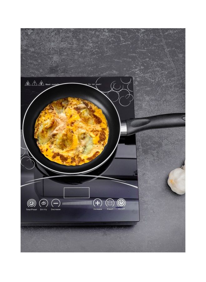 Aluminum Fry Pan Strong Aluminum Body With Non-Stick Coating And Bakelite Handle Heat Resistant Exterior, Compatible With Hot Plate, Halogen, Ceramic And Gas Stovetops Black 30cm