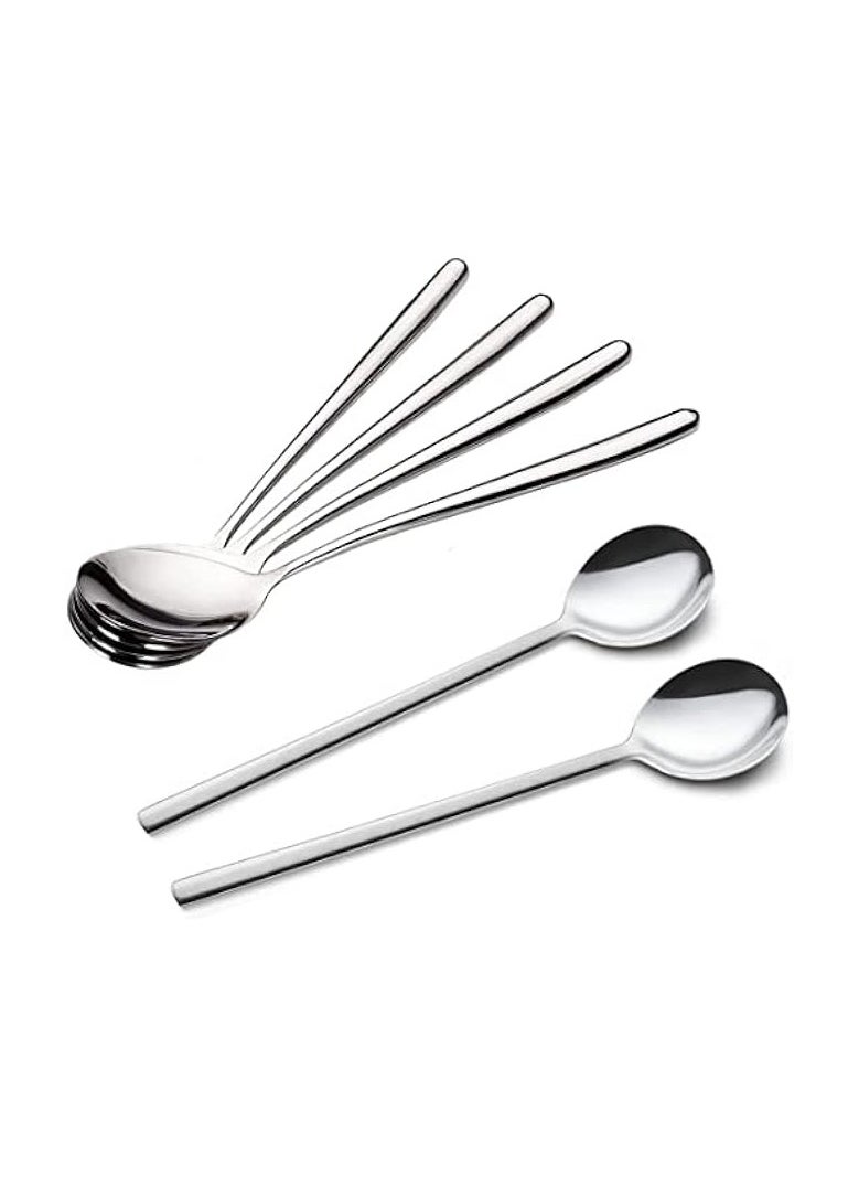 8 Pieces Stainless Steel Korean Spoons,17cm Soup Spoons,Korean Spoons with Long Handles