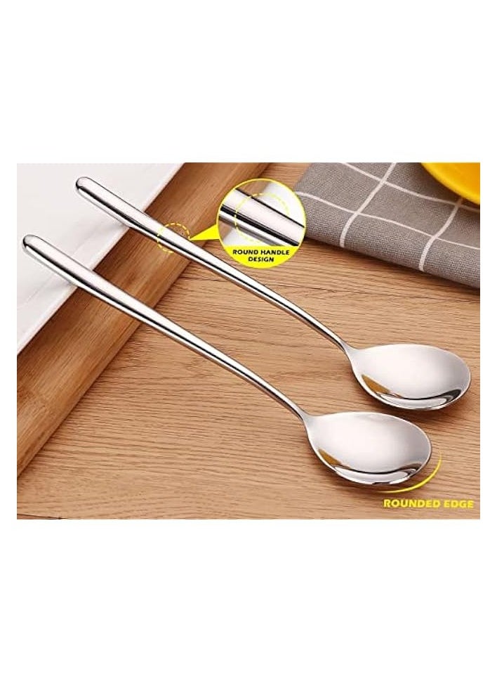 8 Pieces Stainless Steel Korean Spoons,17cm Soup Spoons,Korean Spoons with Long Handles