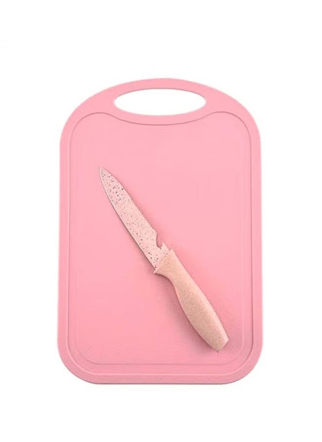 7-Piece Household Wheat Straw Knife Set, Stainless Steel Fruit Kitchen Knife With Cutting Board, Pink