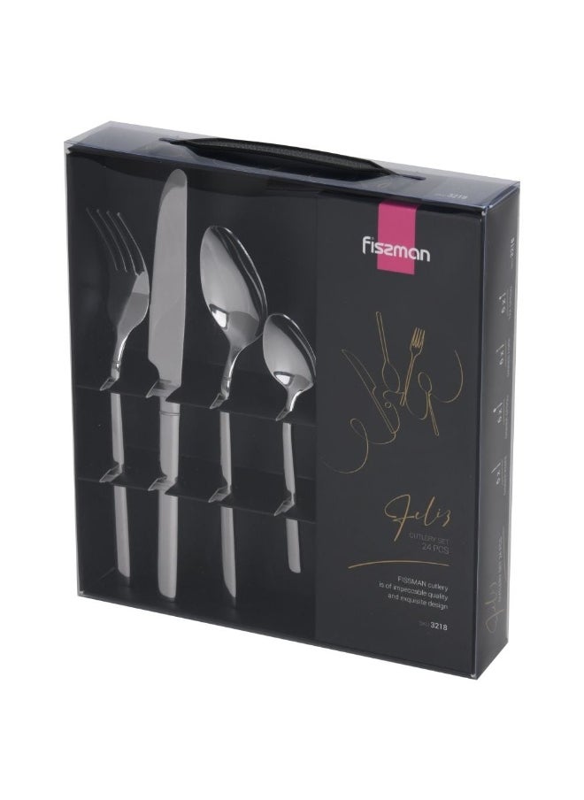 Fissman 24-Piece Cutlery Set Eliz Series Premium Stainless Steel Flatware Set Elegant Design For Dining Complete Set For 6 Durable And Dishwasher Safe