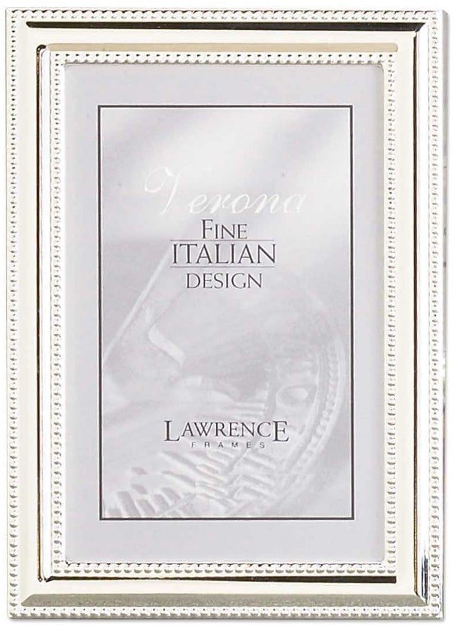 Lawrence Frames 510757 Metal Picture Frame Silver-Plate with Delicate Beading, 5 by 7-Inch