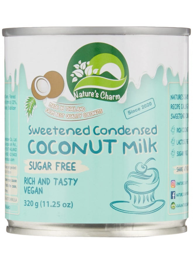 Nature's Charm Sweetened Condensed Coconut Milk, Vegan, Lactose Free - 11.25oz Pack of 6. Rich And Tasty Combo With KC Commerce Wodden Spoon.