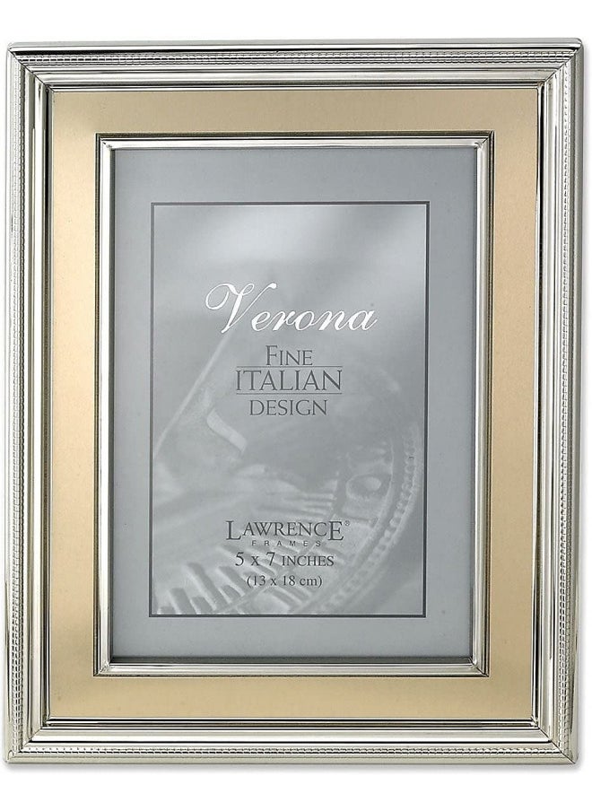 Lawrence Frames 5 by 7-Inch Silver Plated Metal Picture Frame, Brushed Gold Inner Panel