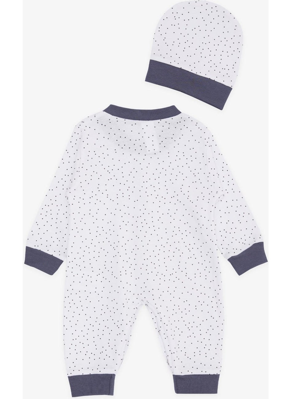 Breeze Baby Boy Jumpsuit Polka Dot Patterned 0-3 Months-6 Months, White