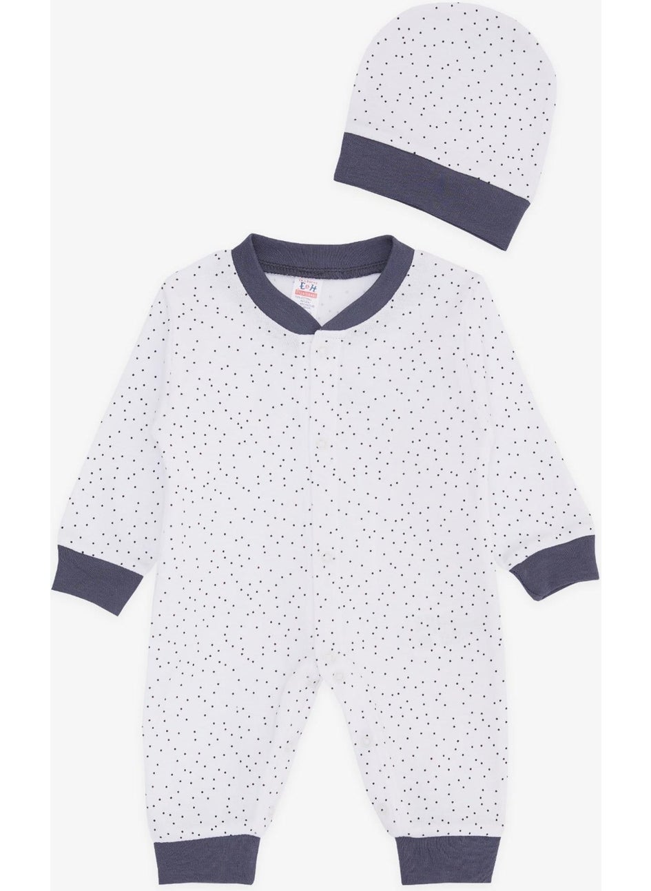 Breeze Baby Boy Jumpsuit Polka Dot Patterned 0-3 Months-6 Months, White