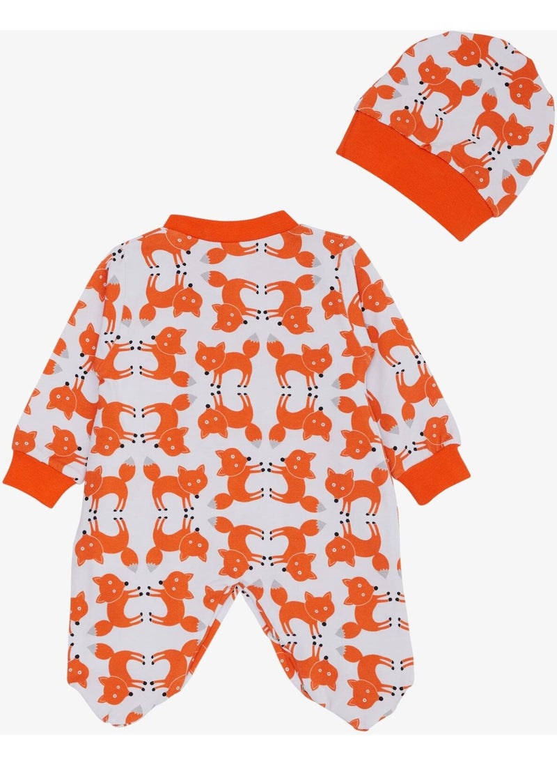 Breeze Baby Boy Jumpsuit Cute Fox Patterned 0-6 Months, White