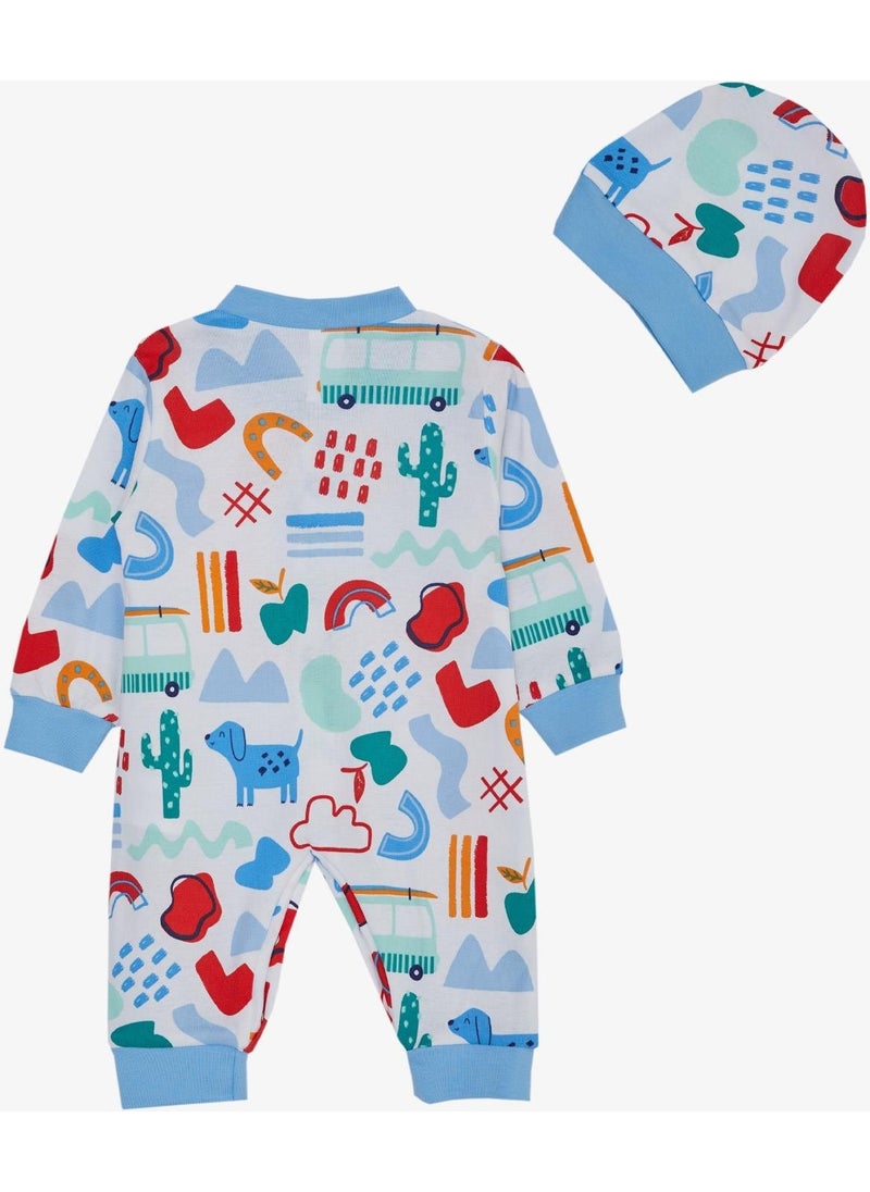 Breeze Baby Boy Jumpsuit Patterned Puppy Printed 0-6 Months, White