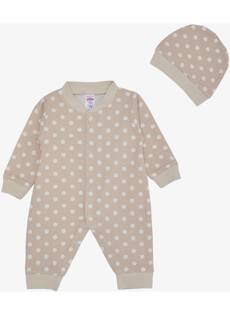 Breeze Baby Boy Jumpsuit Striped Polka Dot Patterned 0-6 Months, Beige