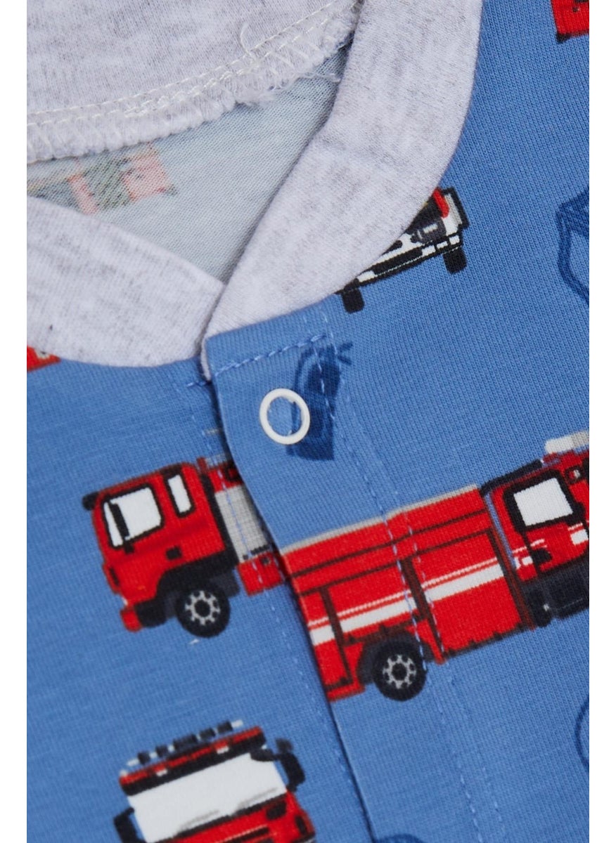 Breeze Baby Boy Jumpsuit Fire Truck Patterned 0-6 Months, Indigo