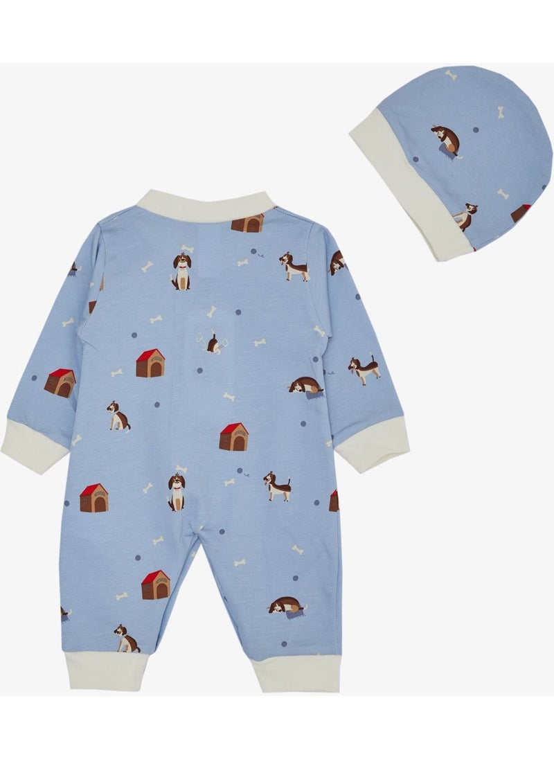 Breeze Baby Boy Jumpsuit with Cute Puppy Pattern, 0-6 Months, Light Blue