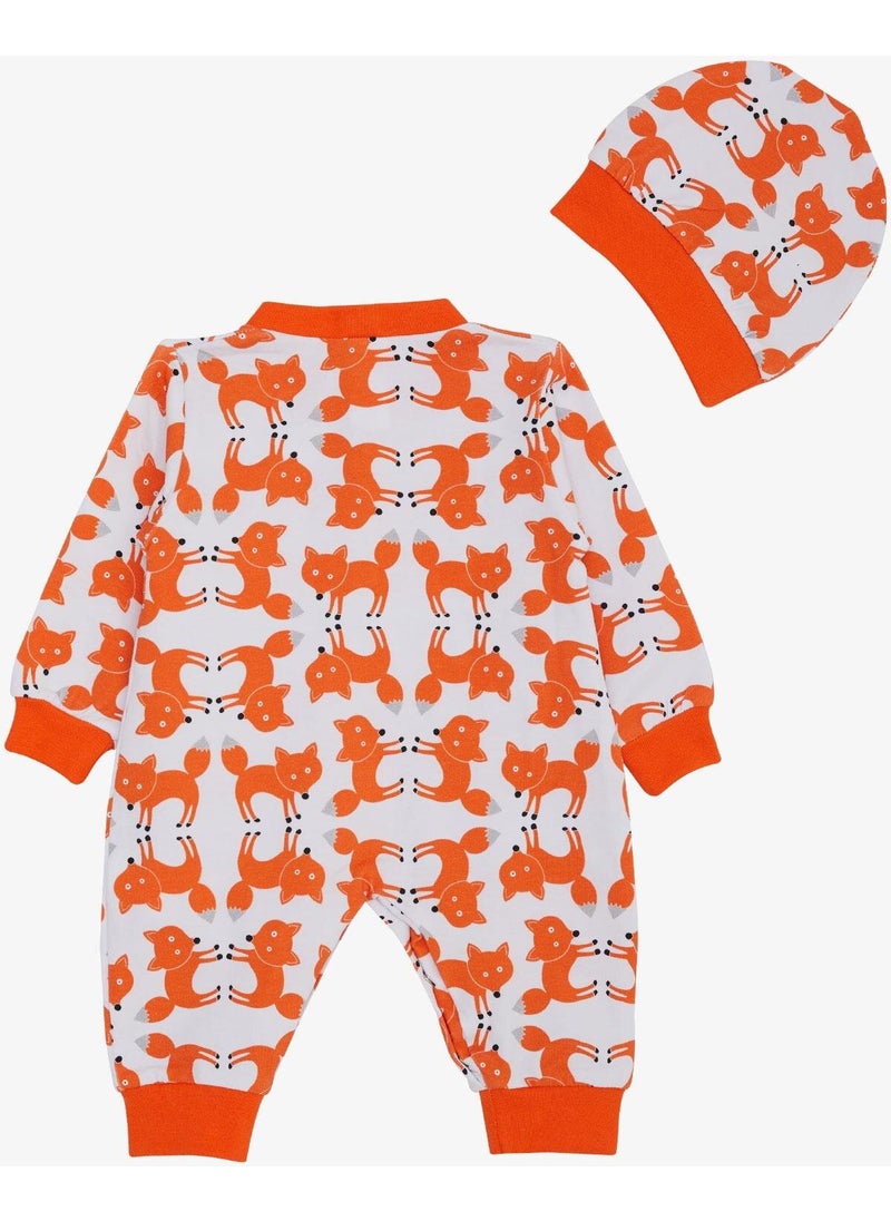 Breeze Baby Boy Jumpsuit Cute Fox Patterned 0-6 Months, White