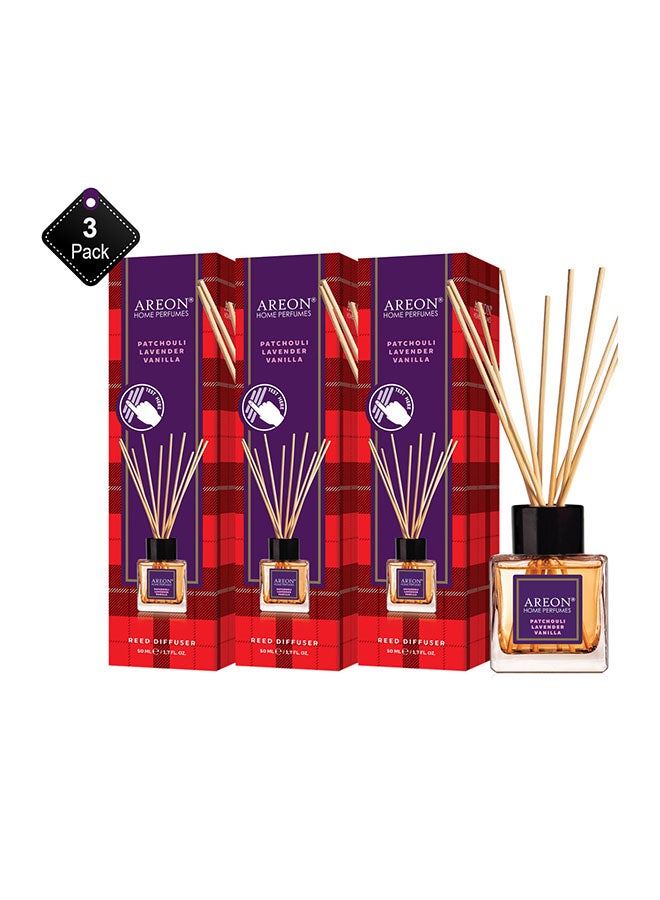 Pack Of 3 Home Perfumes Tartan Patchouli Lavender Vanilla Yellow 50ml