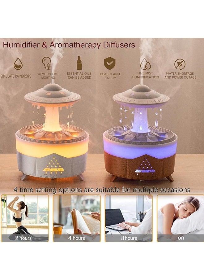 Raindrop Humidifier for Bedroom Large Room -Air Humidifiers and Aromatherapy Diffuser,Ultrasonic humidifier,Quiet humidifier with Ambient Light & 4 Timer,Waterless Auto Off (With Remote Control)