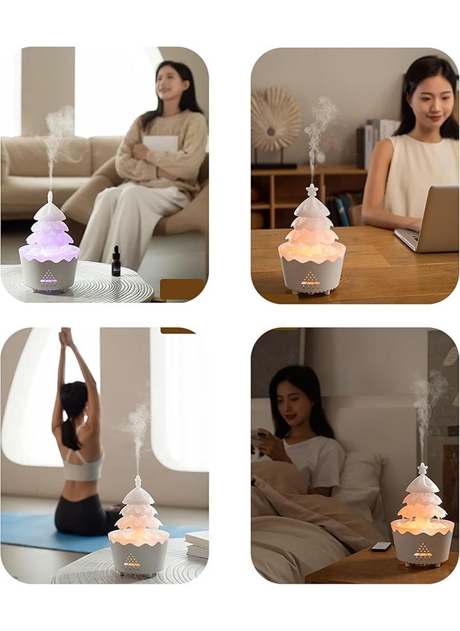 Tree Diffuser, Tree Shape Essential Oil Diffuser,  Oil Diffuser with Rain Drip, 7 Color Led Lights Remote Control Small Aromatherapy Diffusers (Red)