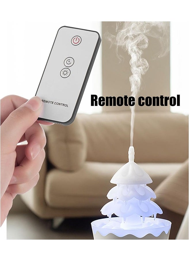 Tree Diffuser, Tree Shape Essential Oil Diffuser,  Oil Diffuser with Rain Drip, 7 Color Led Lights Remote Control Small Aromatherapy Diffusers (Red)