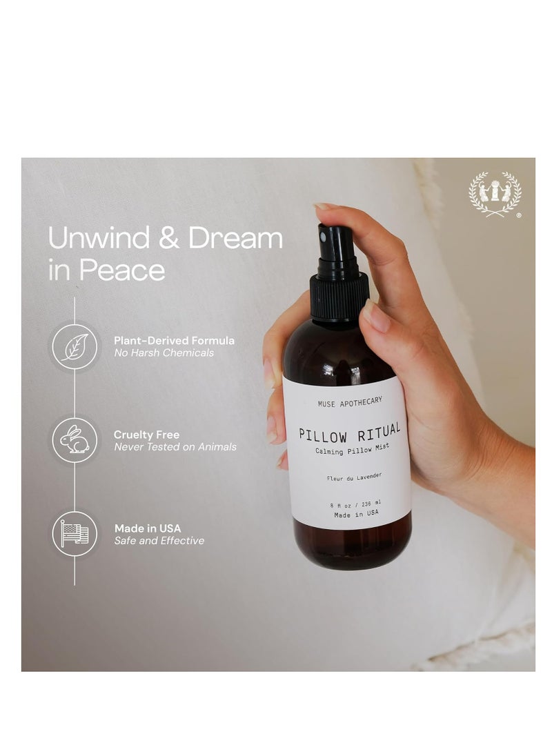 Muse Apothecary Pillow Ritual - Aromatic, Calming and Relaxing Pillow Mist, Linen and Fabric Spray - Infused with Natural Aromatherapy Essential Oils - 8 oz, Fleur du Lavender, 2 Pack