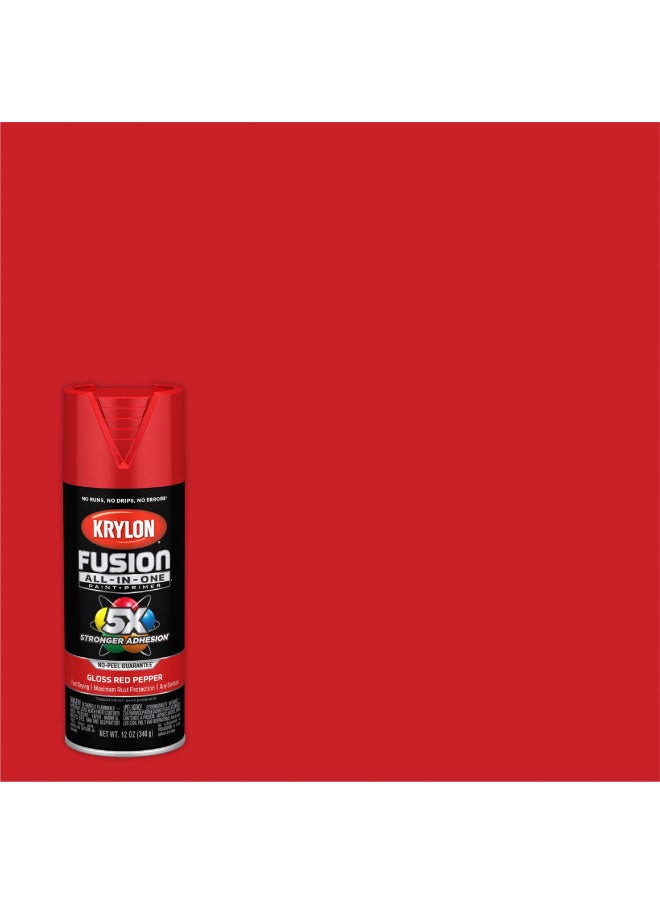 Krylon K02720007 Fusion All-In-One Spray Paint for Indoor/Outdoor Use, Gloss Red Pepper 12 Ounce (Pack of 1)