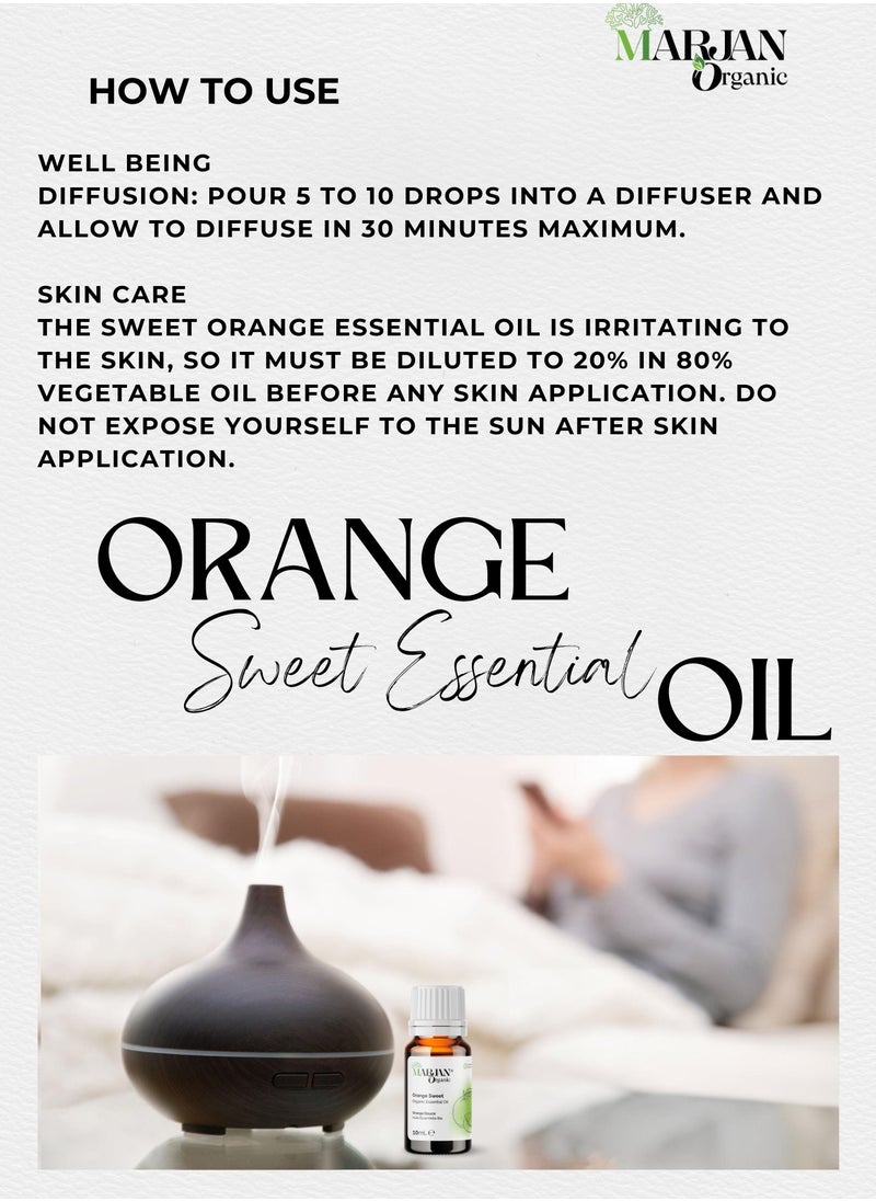 Orange Sweet Essential Oil 10ml - Certified Organic by The Soil Association