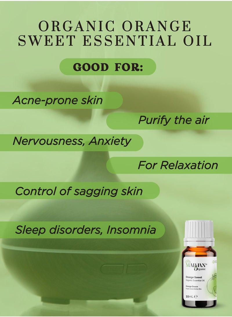 Orange Sweet Essential Oil 10ml - Certified Organic by The Soil Association