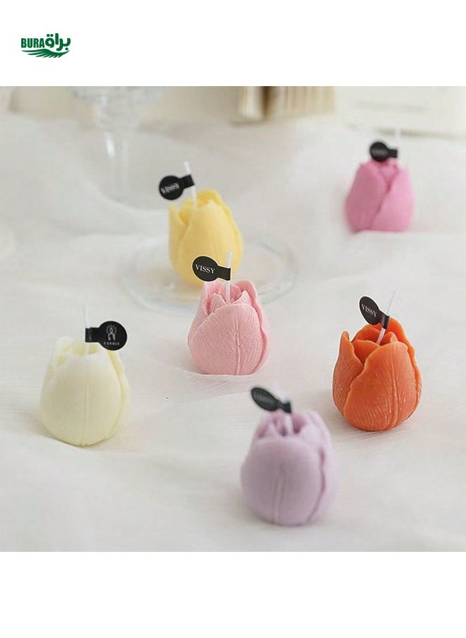 1pc Tulip Scented Candle Valentine's Day Souvenir Handmade Simulation Creative Gift Ornament Flower Shape Candle Candle