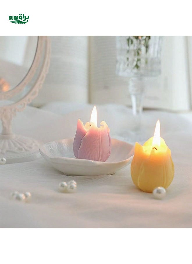 1pc Tulip Scented Candle Valentine's Day Souvenir Handmade Simulation Creative Gift Ornament Flower Shape Candle Candle