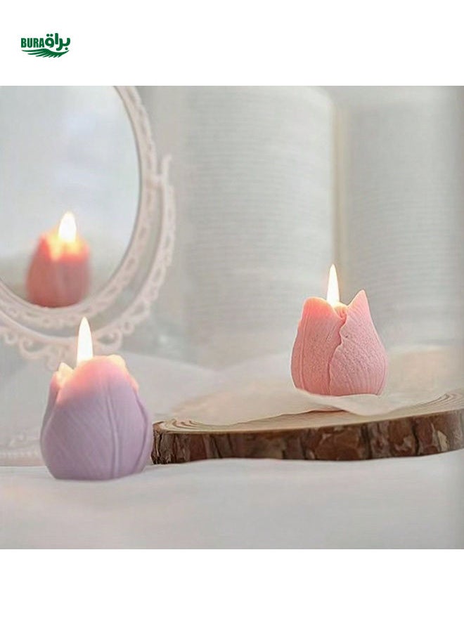 1pc Tulip Scented Candle Valentine's Day Souvenir Handmade Simulation Creative Gift Ornament Flower Shape Candle Candle