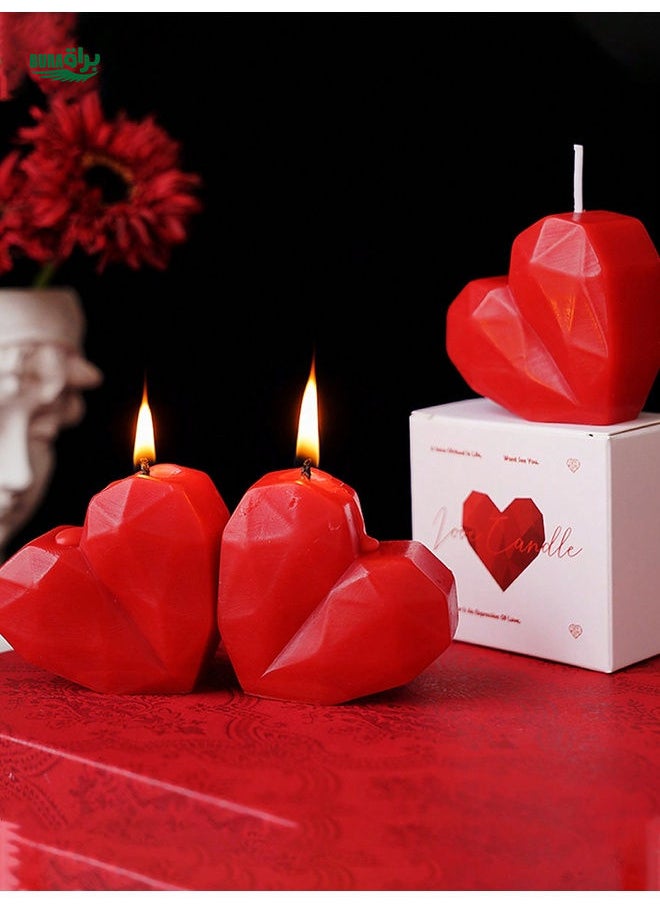 1pc Geometric Heart Shaped Scented Candle, Suitable For Valentine's Day, Christmas, Home Decor, Party, Dinner Table, Gifts, Dinner, Events/Parties, Relaxation/Meditation, Ambient Lighting