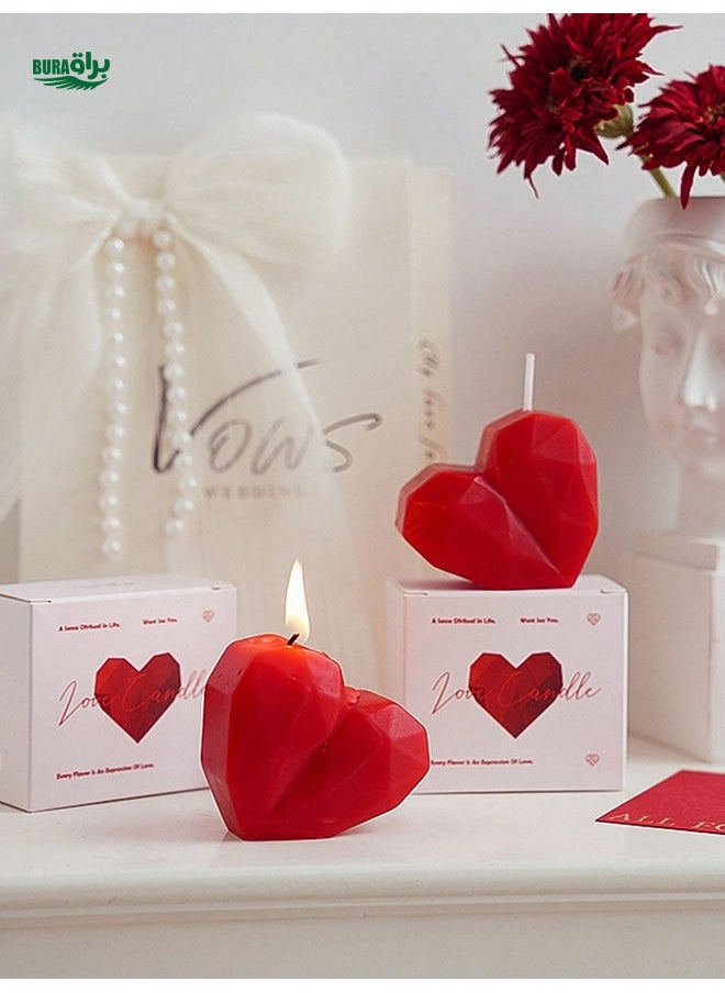 1pc Geometric Heart Shaped Scented Candle, Suitable For Valentine's Day, Christmas, Home Decor, Party, Dinner Table, Gifts, Dinner, Events/Parties, Relaxation/Meditation, Ambient Lighting