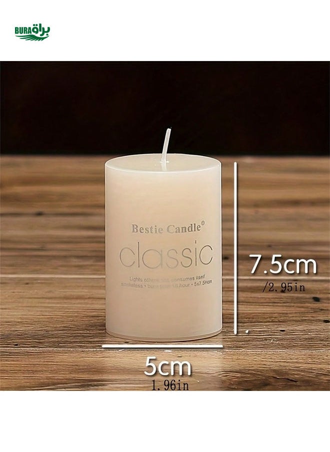 1pc Classic Pillar Wax Romantic Smokeless Wedding Candle, Ivory White Circular Pillar Candle For Party & Home Use