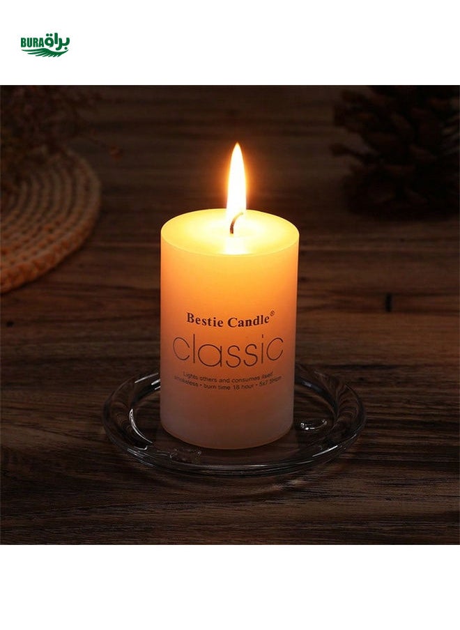 1pc Classic Pillar Wax Romantic Smokeless Wedding Candle, Ivory White Circular Pillar Candle For Party & Home Use