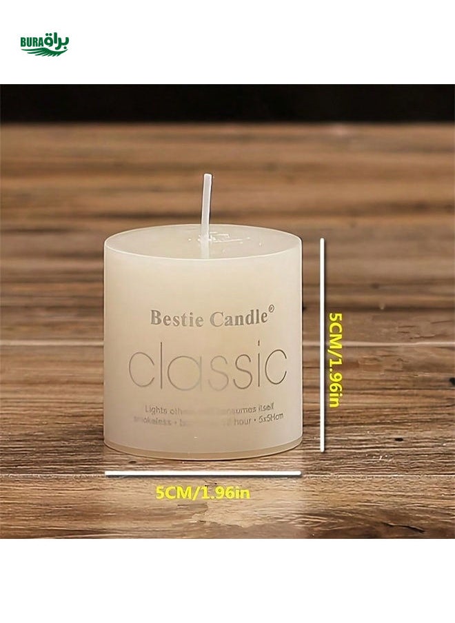 1pc Classic Pillar Wax Romantic Smokeless Wedding Candle, Ivory White Circular Pillar Candle For Party & Home Use