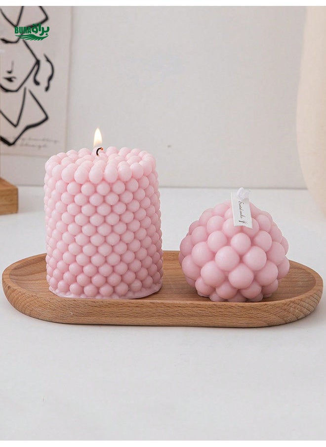 goodfell 1pc Pink Geometric Aromatherapy Candle, Home Decoration, Wedding & Festival Ornament