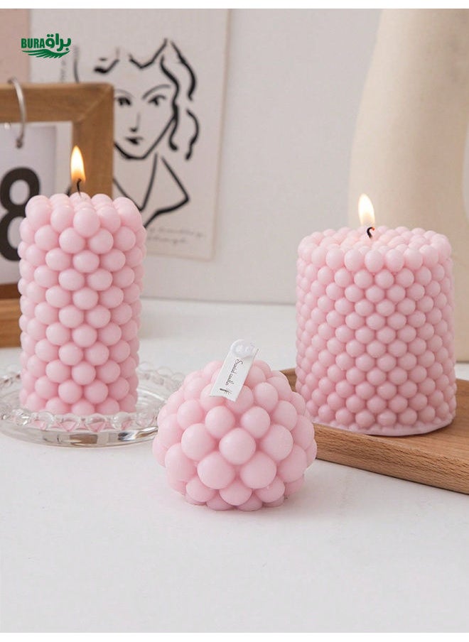 goodfell 1pc Pink Geometric Aromatherapy Candle, Home Decoration, Wedding & Festival Ornament