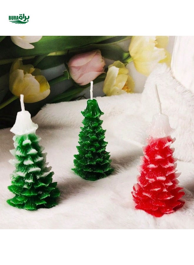 1pc Handmade Christmas Tree Shaped Scented Candle, Home Decor. May Have Minor Color Difference.