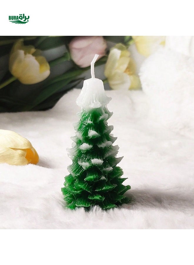 1pc Handmade Christmas Tree Shaped Scented Candle, Home Decor. May Have Minor Color Difference.