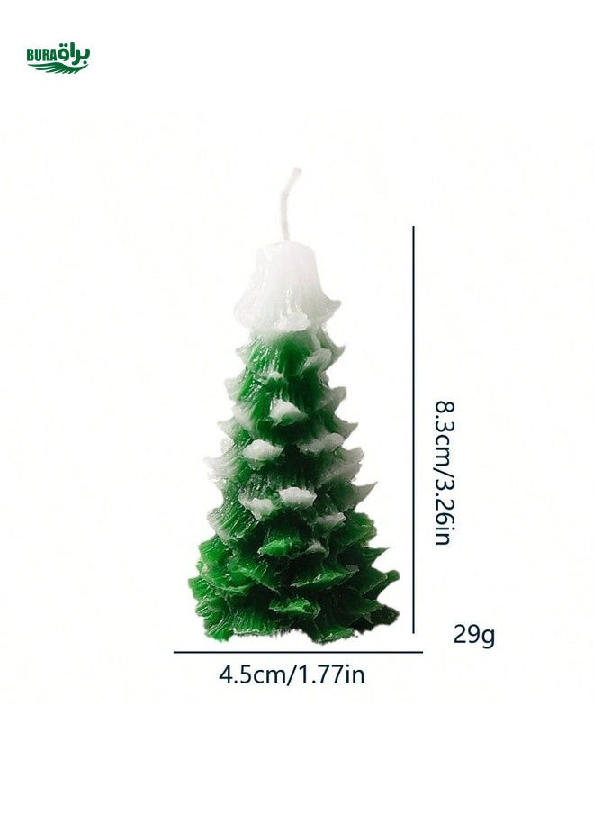 1pc Handmade Christmas Tree Shaped Scented Candle, Home Decor. May Have Minor Color Difference.