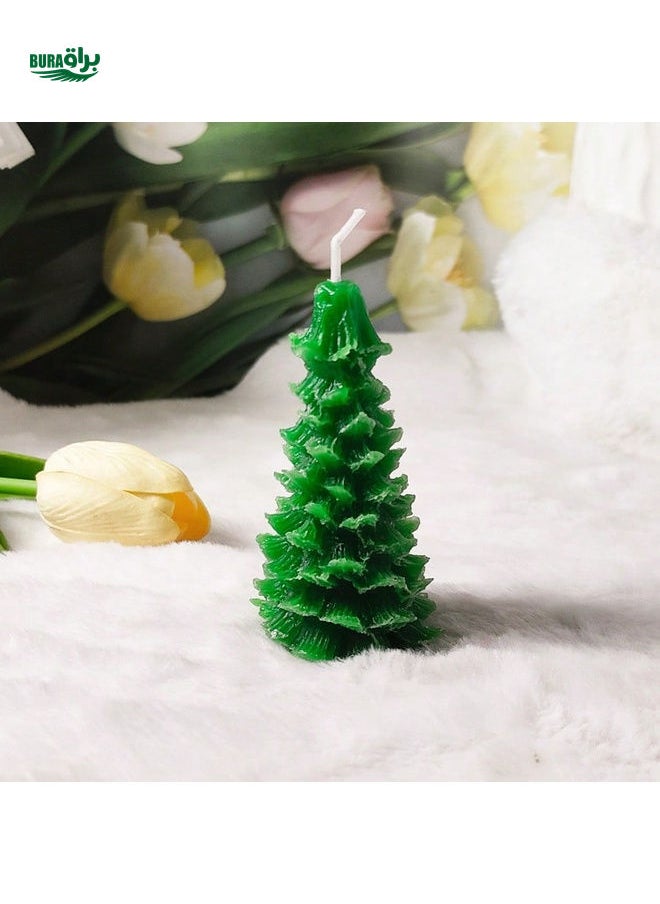 1pc Handmade Christmas Tree Shaped Scented Candle, Home Decor. May Have Minor Color Difference.