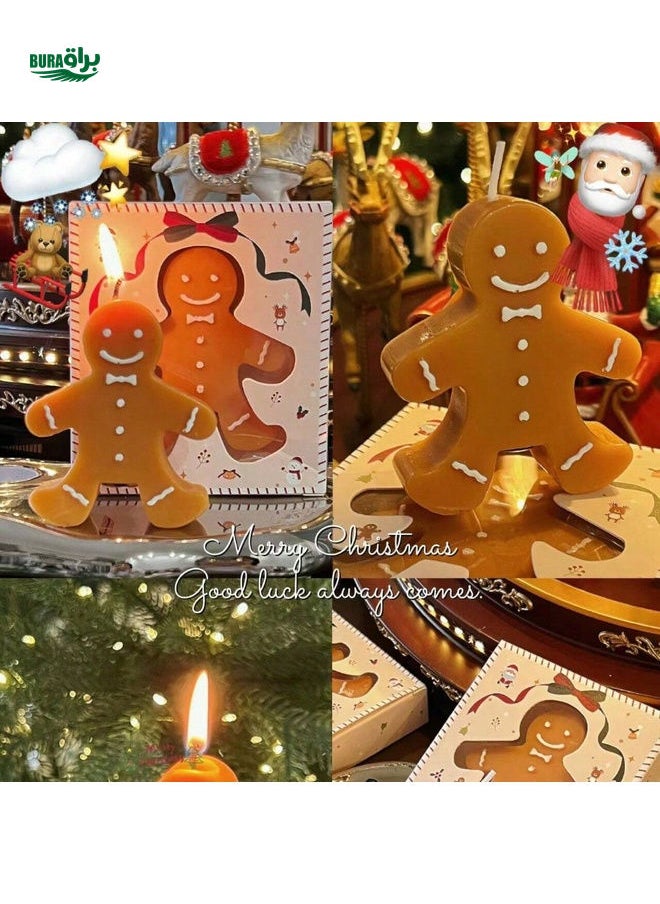 1pc Gingerbread Man Scented Candle Gift Box, Warm Winter Christmas Decoration, Elegant Small Size, Great Gift Choice